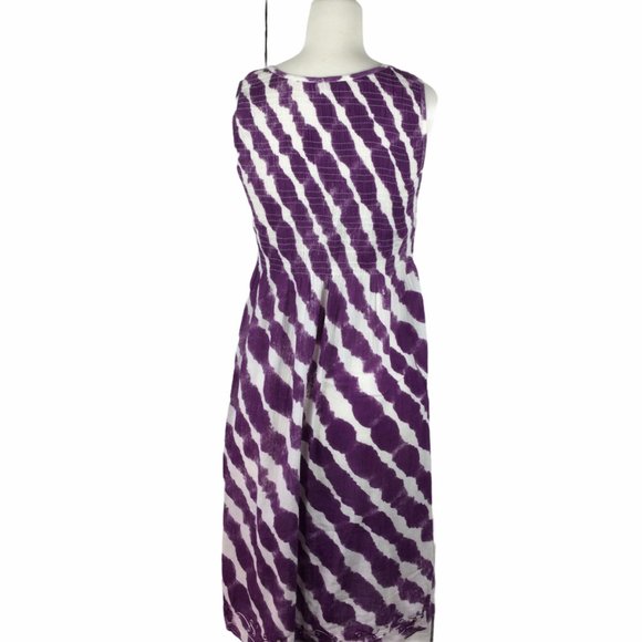 Soft Surroundings Purple/White Gauze Smocked Dress - Picture 2 of 6